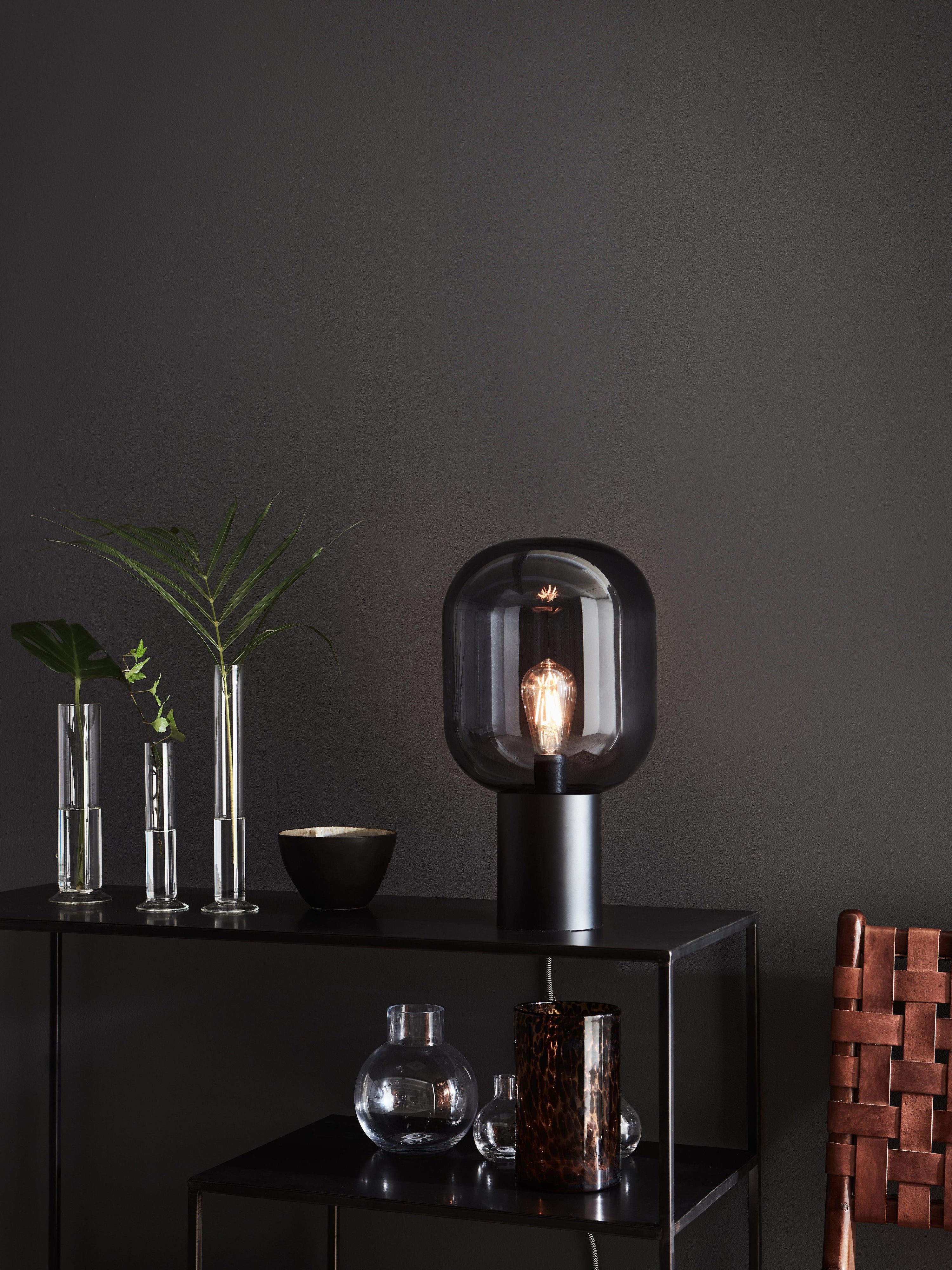 BROOKLYN bordslampa 1L 44cm Black/Smoke