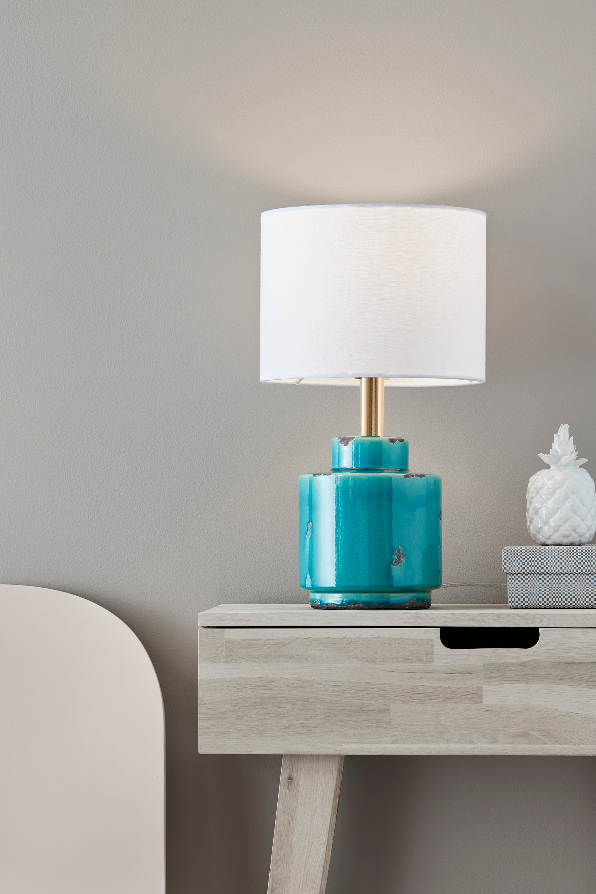 COUS bordslampa 1L Antique Blue/White