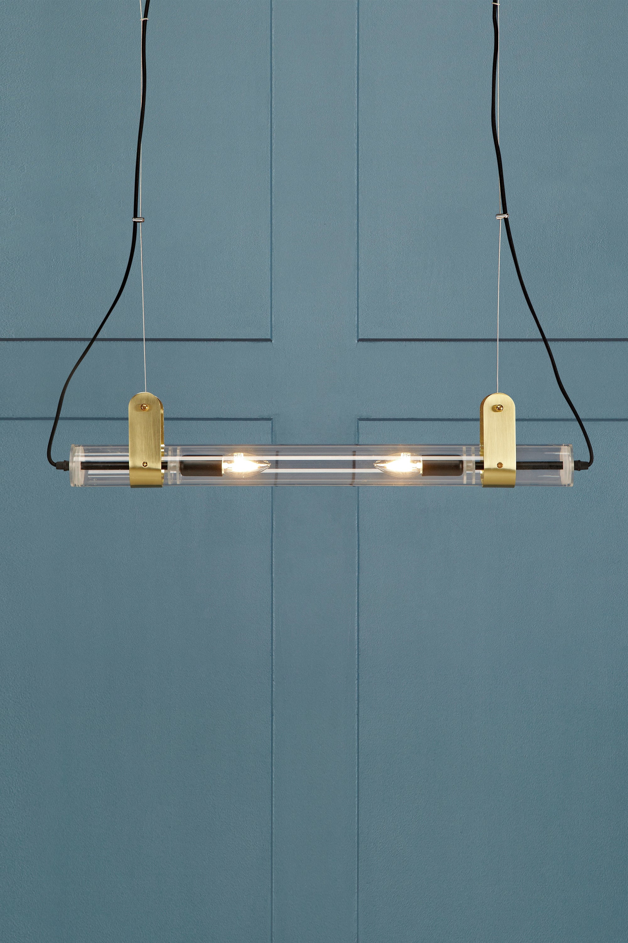 WINSTON taklampa 2L Brushed Brass/Clear