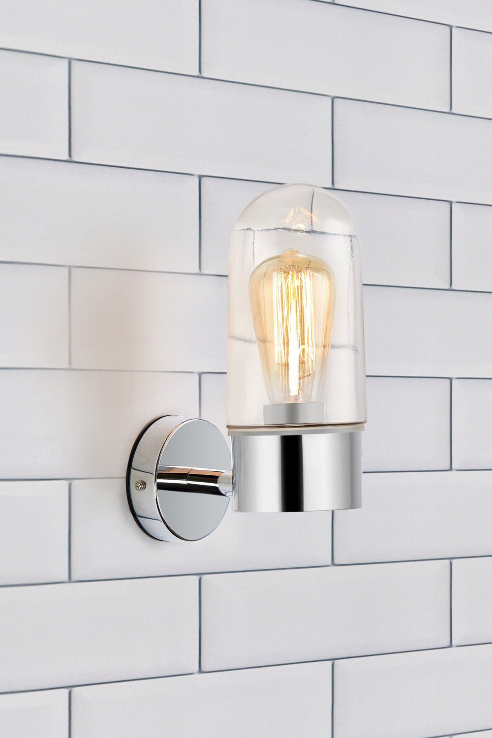 ZEN vägglampa 1L Chrome/Clear IP44