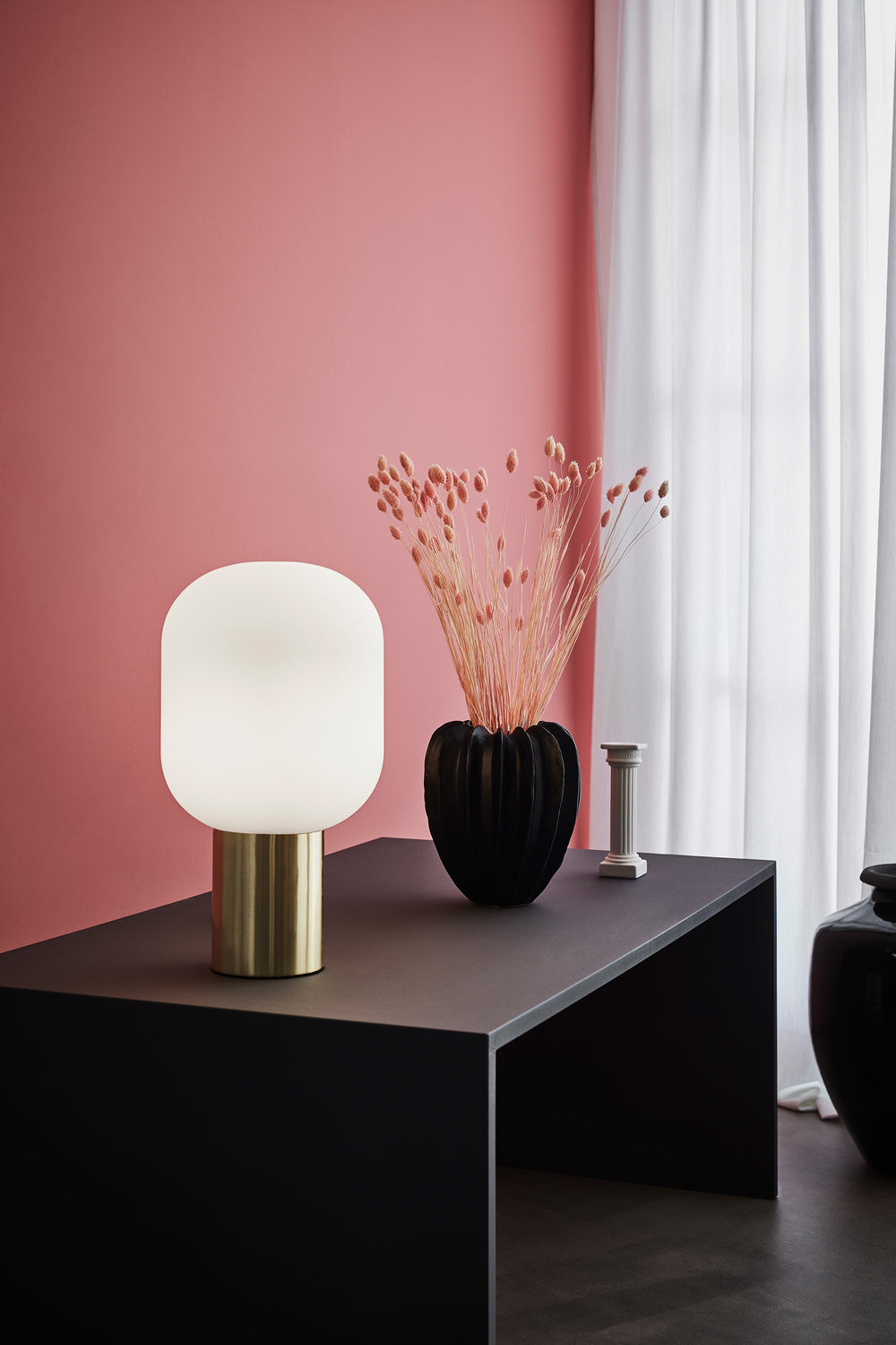 BROOKLYN bordslampa 1L 44cm Brushed Brass/White