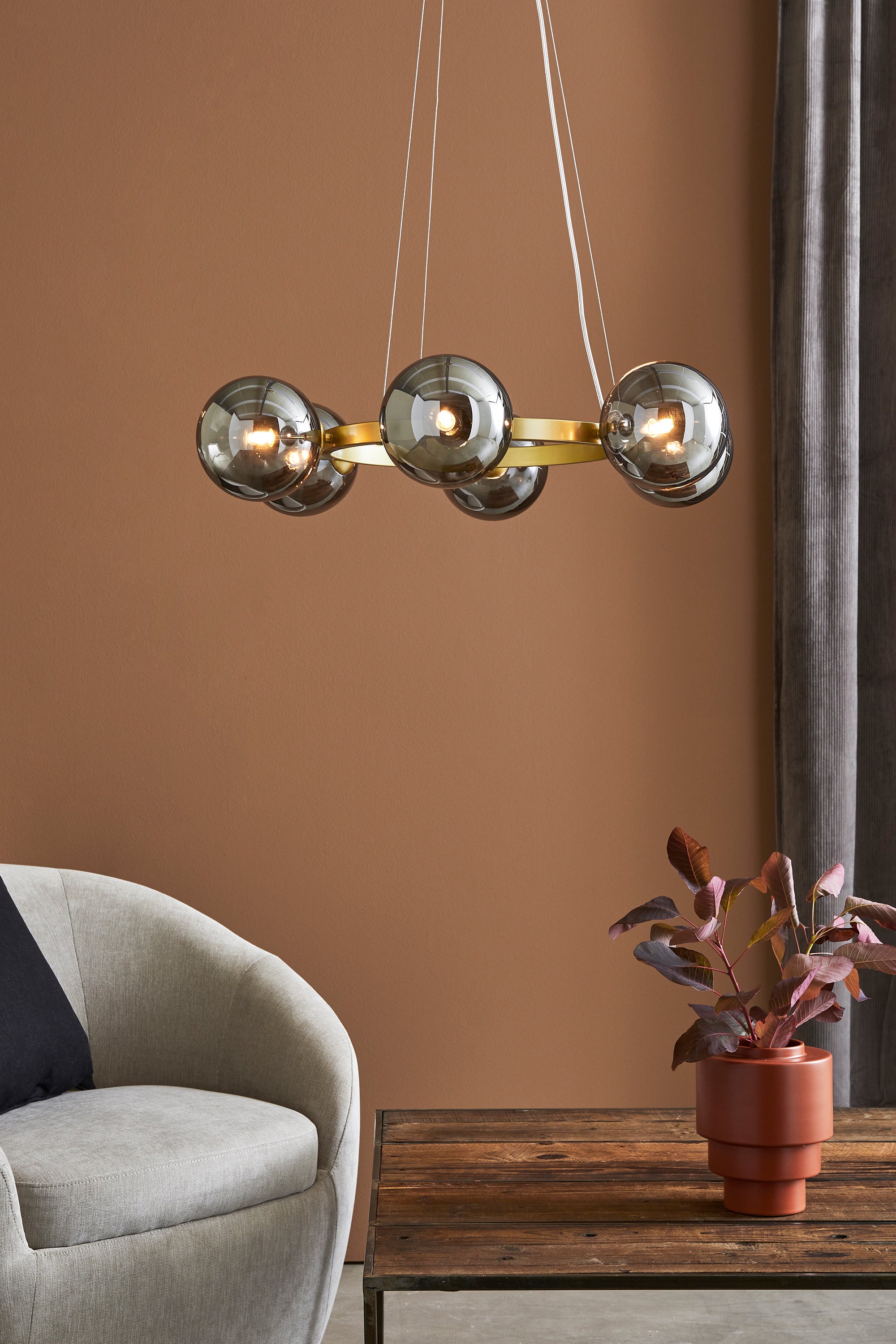 CIRCLE taklampa 6L Gold/Smoke