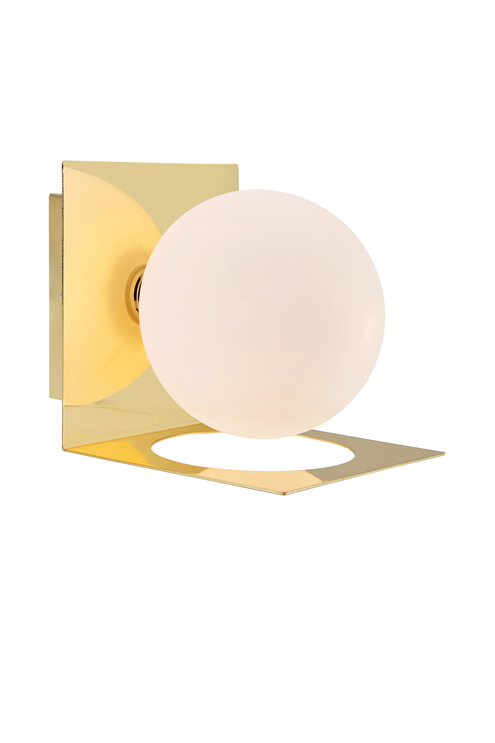 ZENIT vägglampa 1L IP44 Brass/Opal