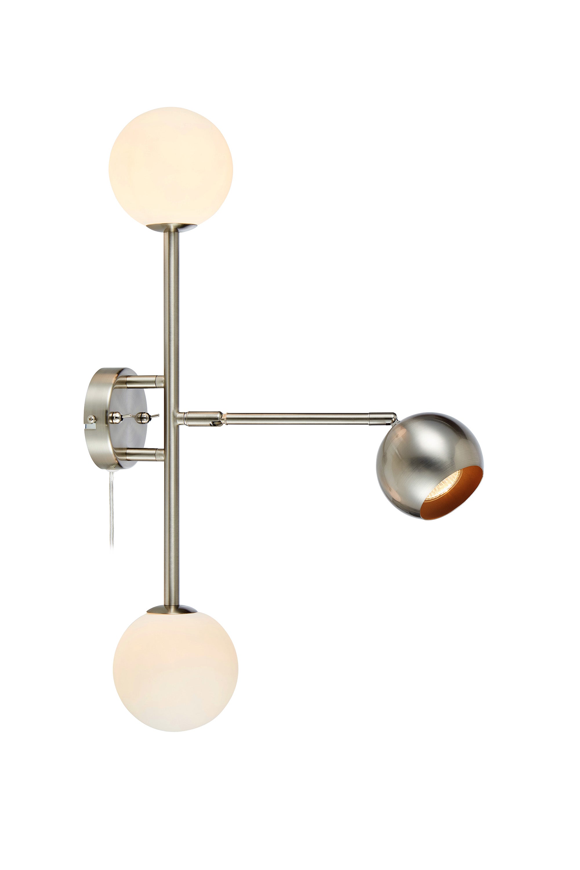 BESIDE vägglampa 3L Steel/White