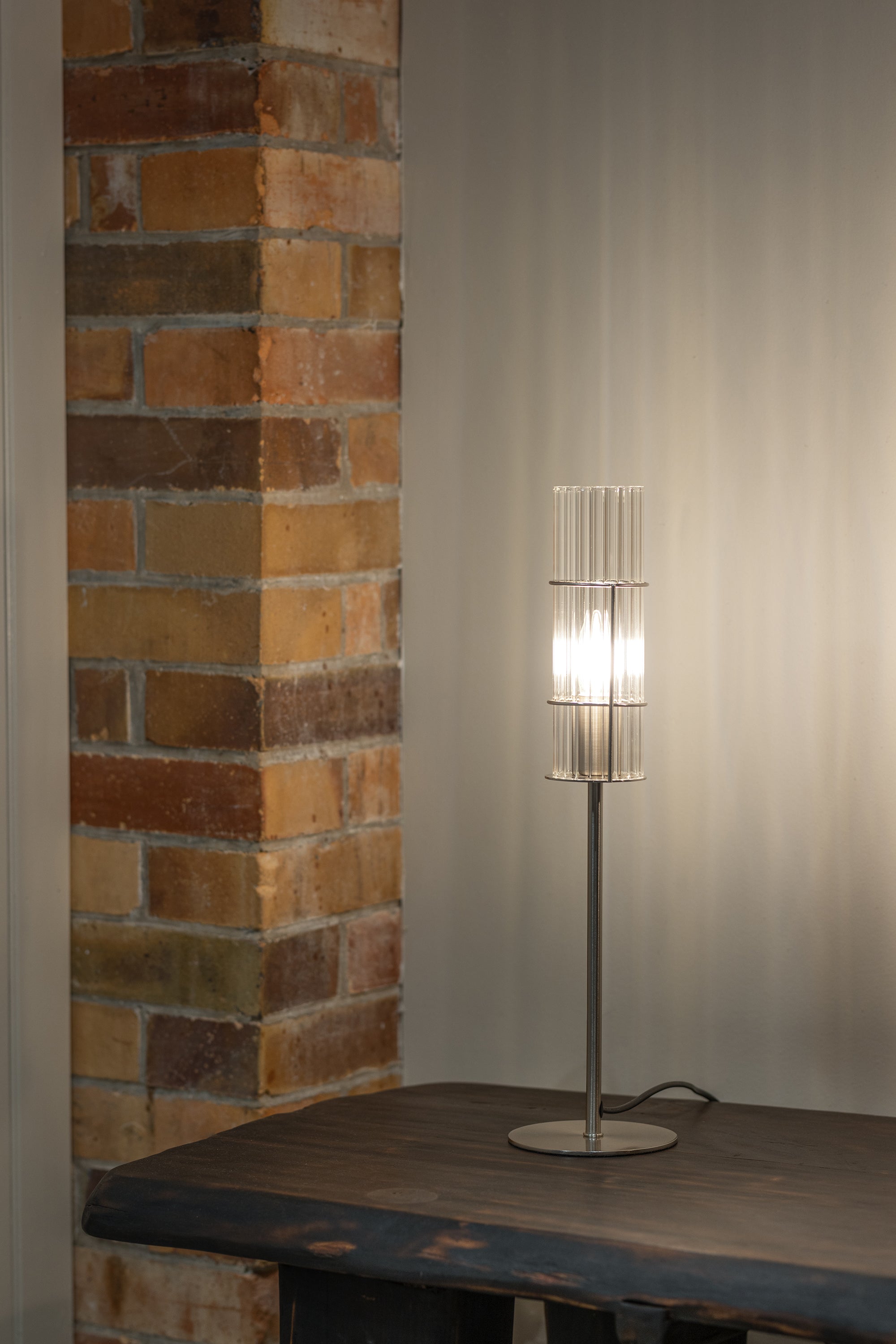 TUBO bordslampa 1L 50cm Satin Nickel/Clear