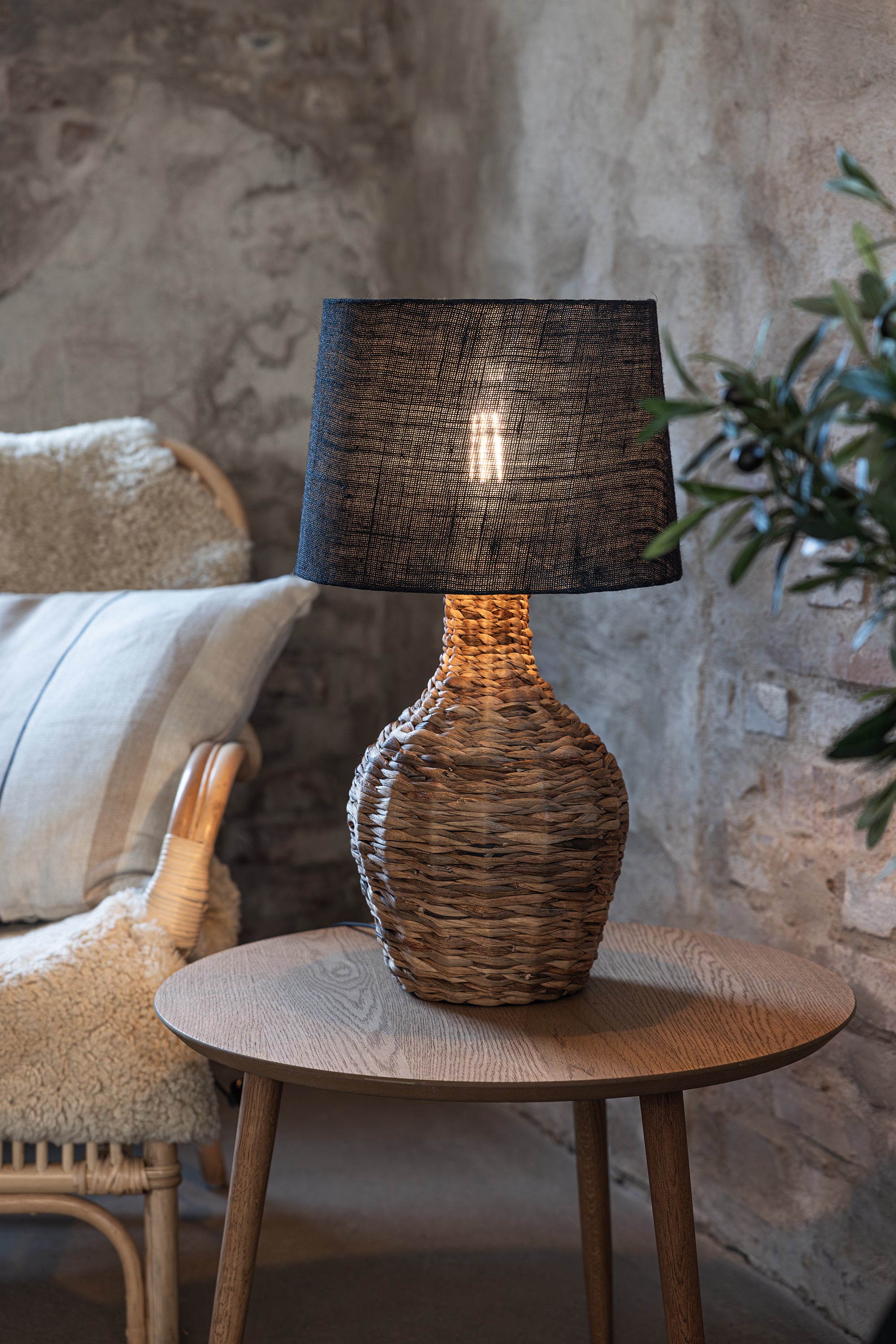 PAGLIA bordslampa 1L Black/Natural
