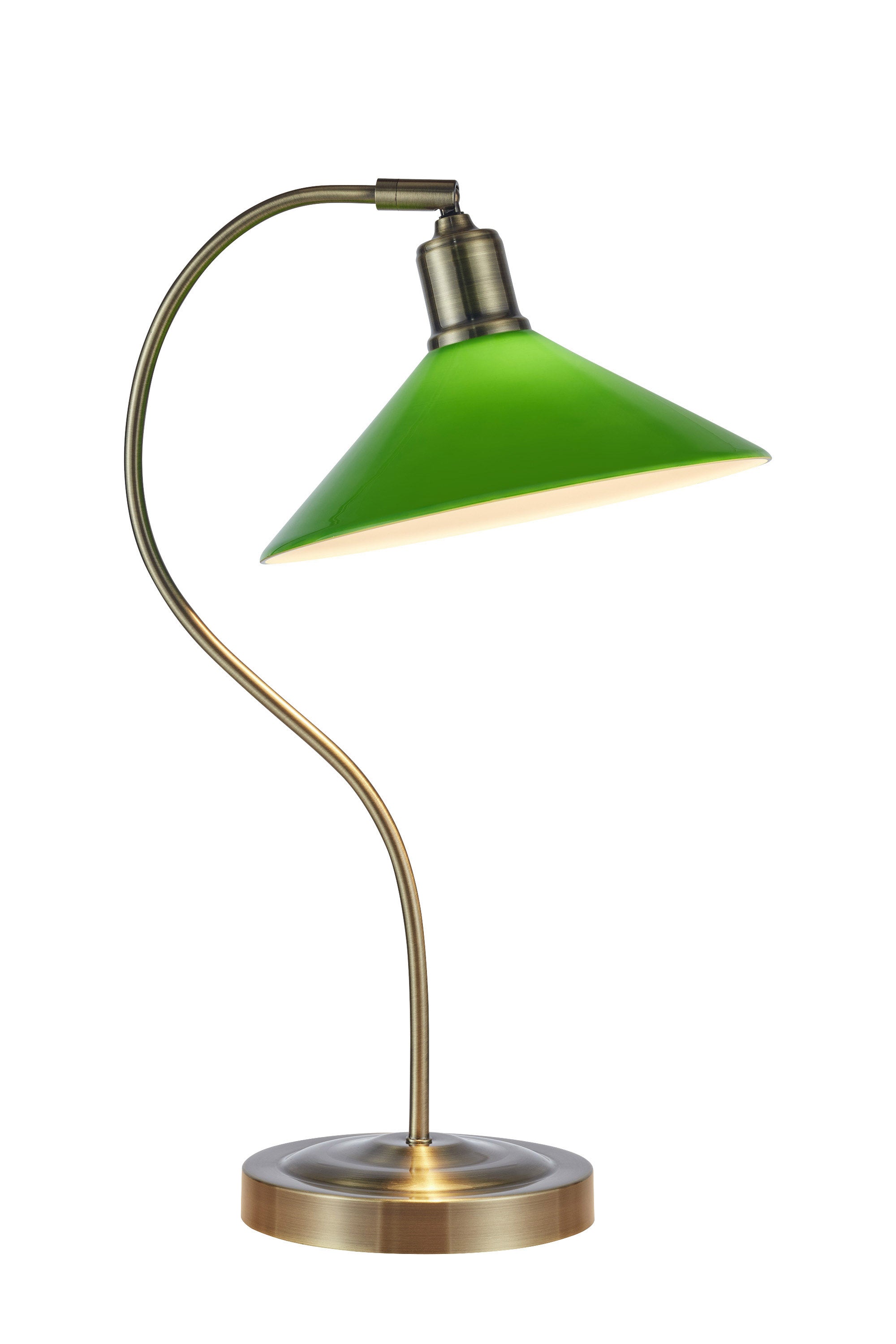 VELA bordslampa 1L Antique Brass/Green