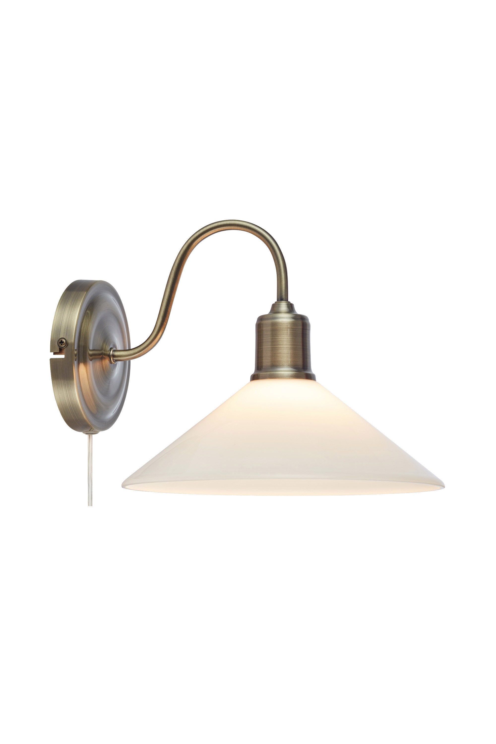 VELA vägglampa 1L Antique Brass/ Shiny White