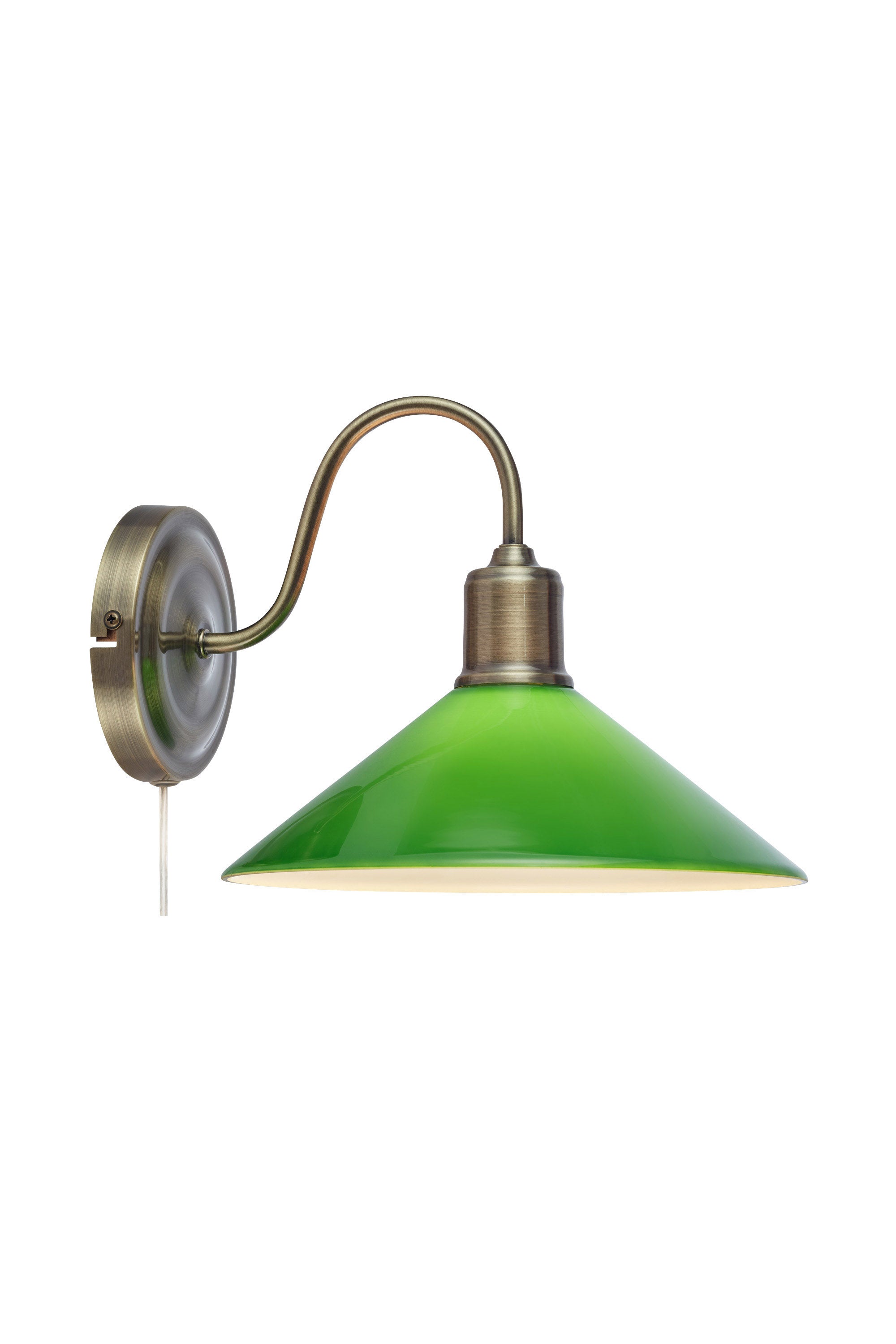 VELA vägglampa 1L Antique Brass/Green