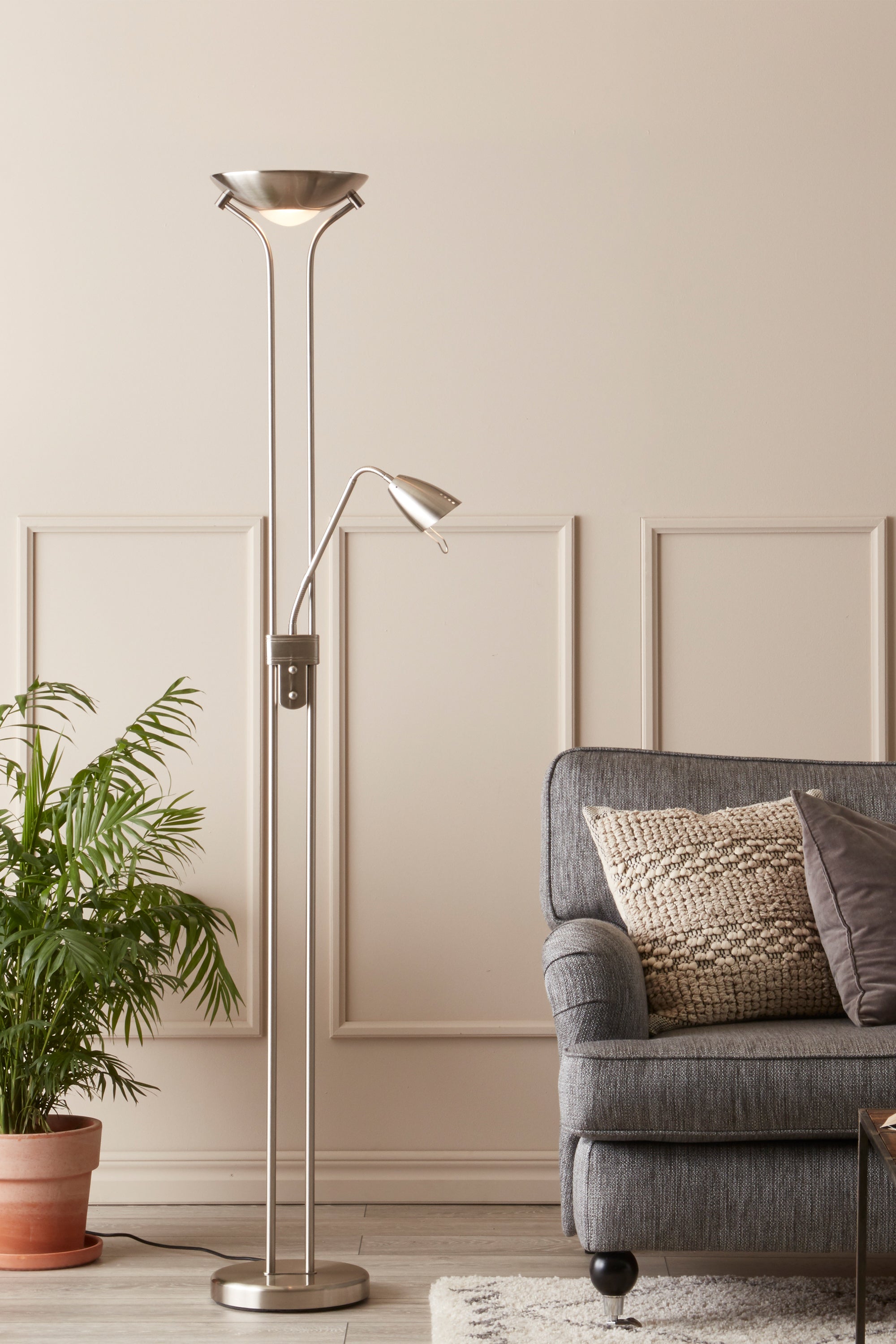 DETROIT golvlampa 2L Steel