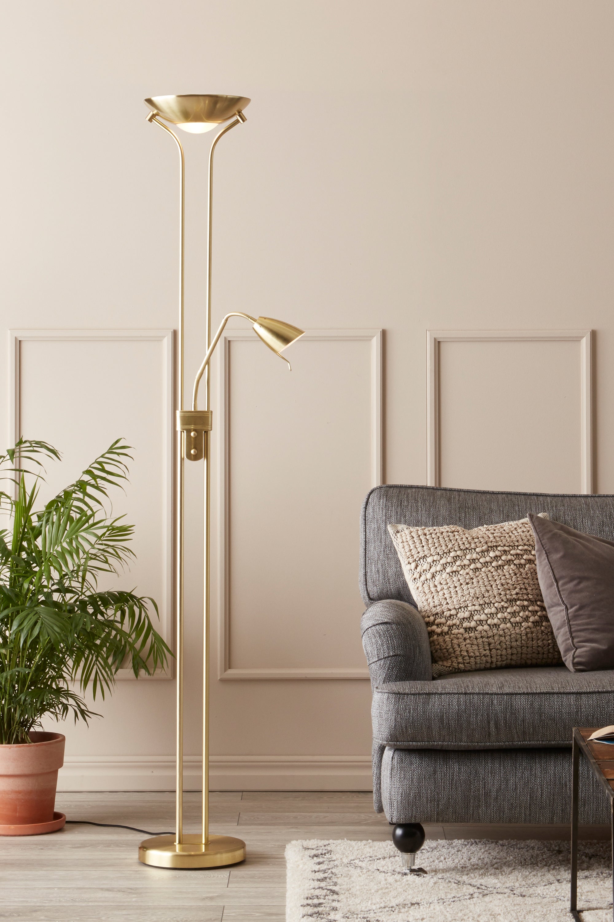 DETROIT golvlampa 2L Brass