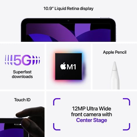 Apple iPad Air M1 (5th Gen) 64GB Wi-Fi+5G tähtiharmaa