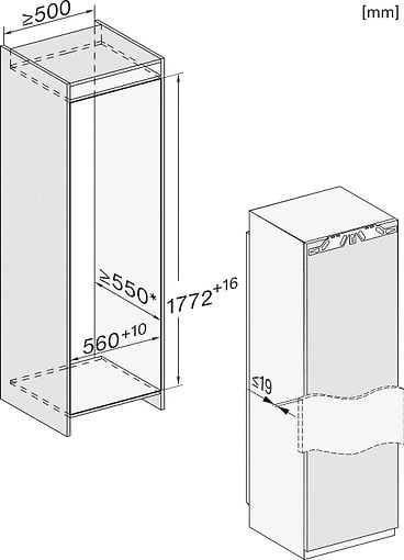 Miele K 7733 E kylskåp integrerat