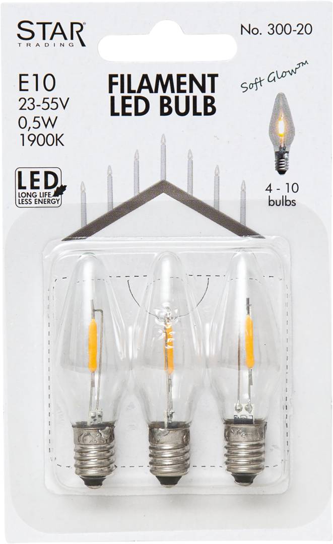 Universal LED varalamppu E10 0,5W 23-55V 3 kpl