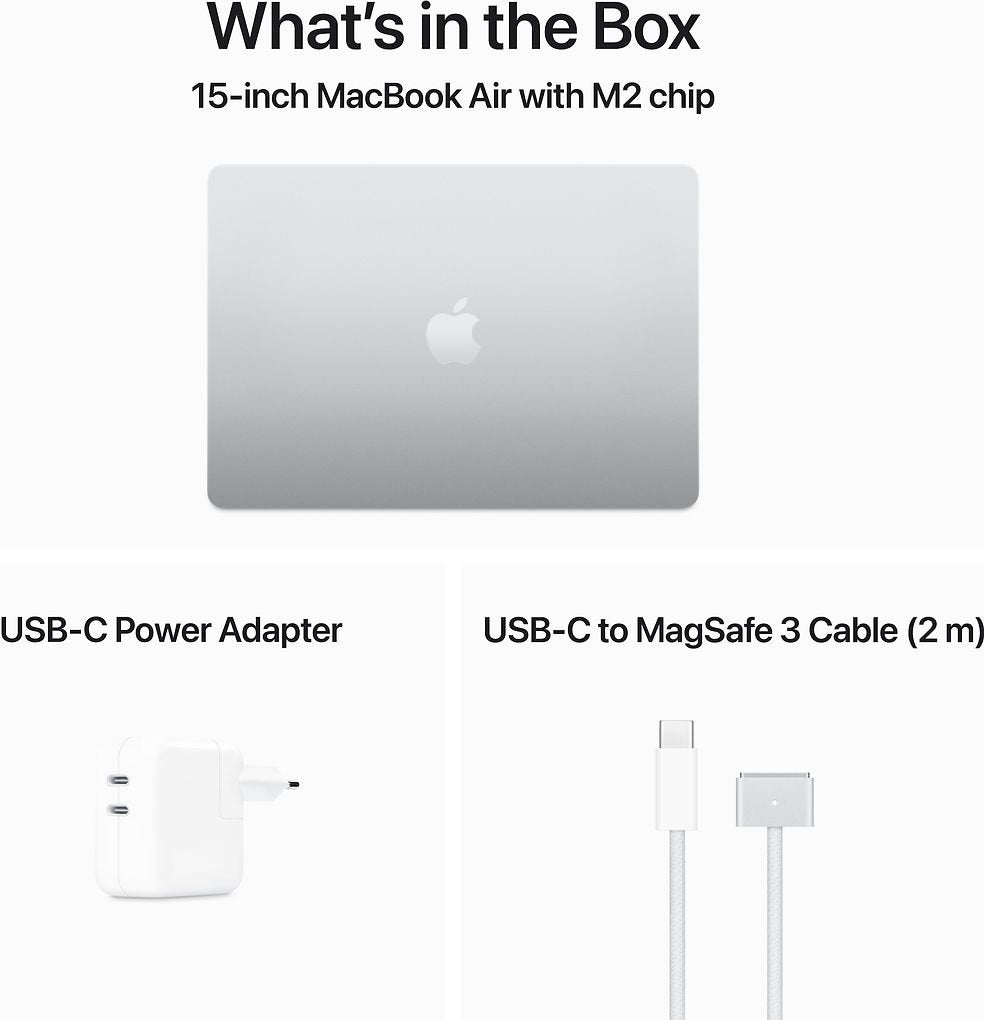 Apple MacBook Air 15" M2 8 Gt, 256 Gt 2023 -kannettava, hopea