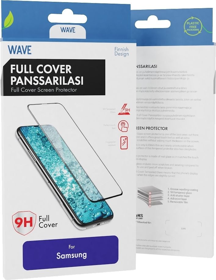 Wave Full Cover -panssarilasi, Samsung Galaxy S23, musta