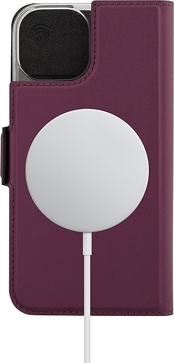 Wave BookCase -suojakotelo, MagSafe-yhteensopiva, iPhone 15, smoky sangria