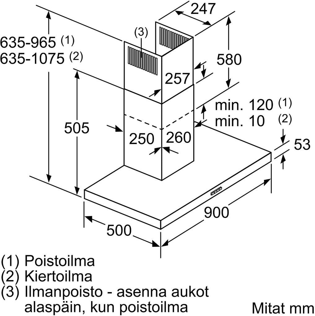Siemens LC97BHM50 iQ300 -liesituuletin, teräs, 90 cm