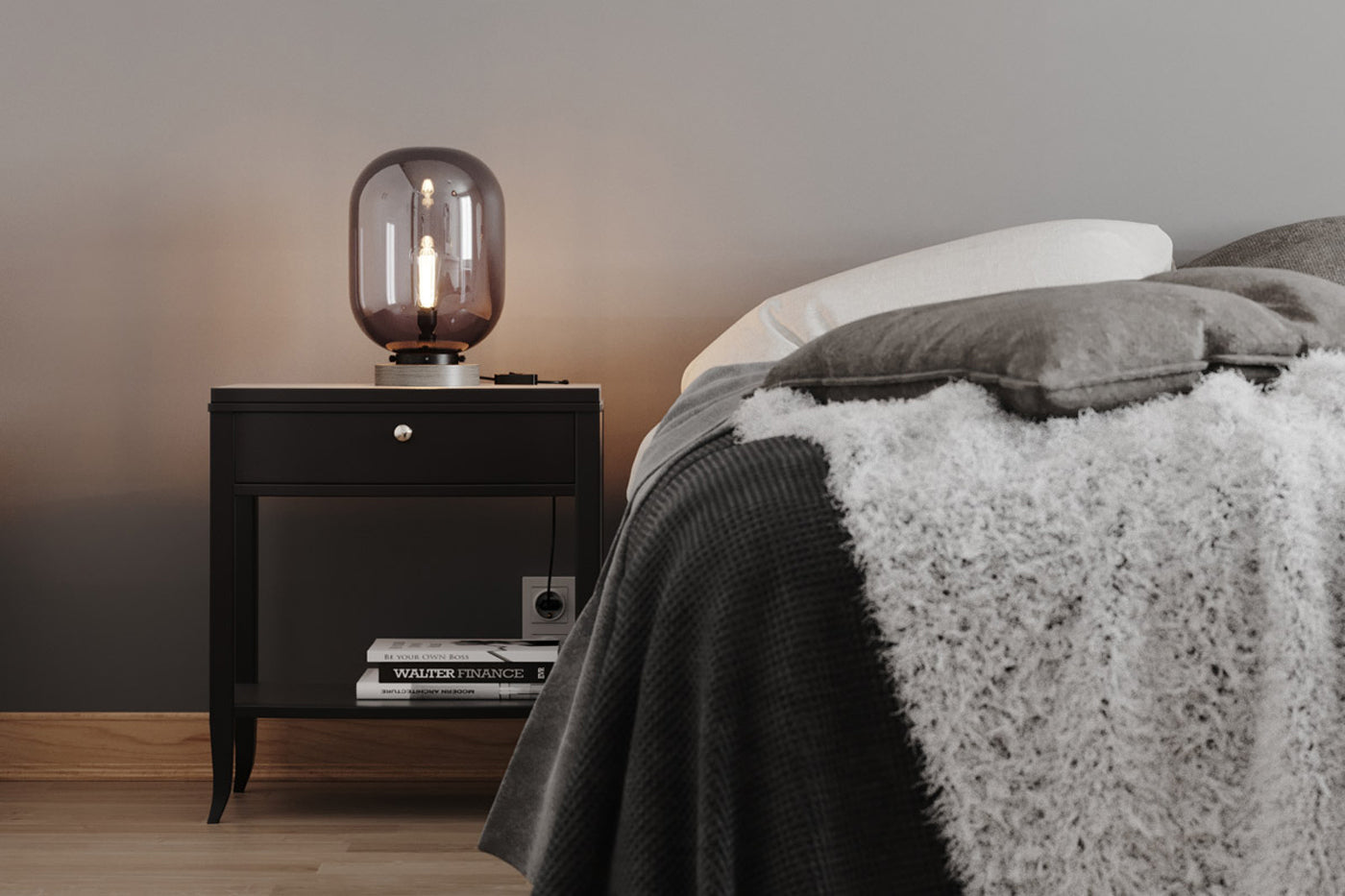 Leola bordslampa sandsvart / rökgrå