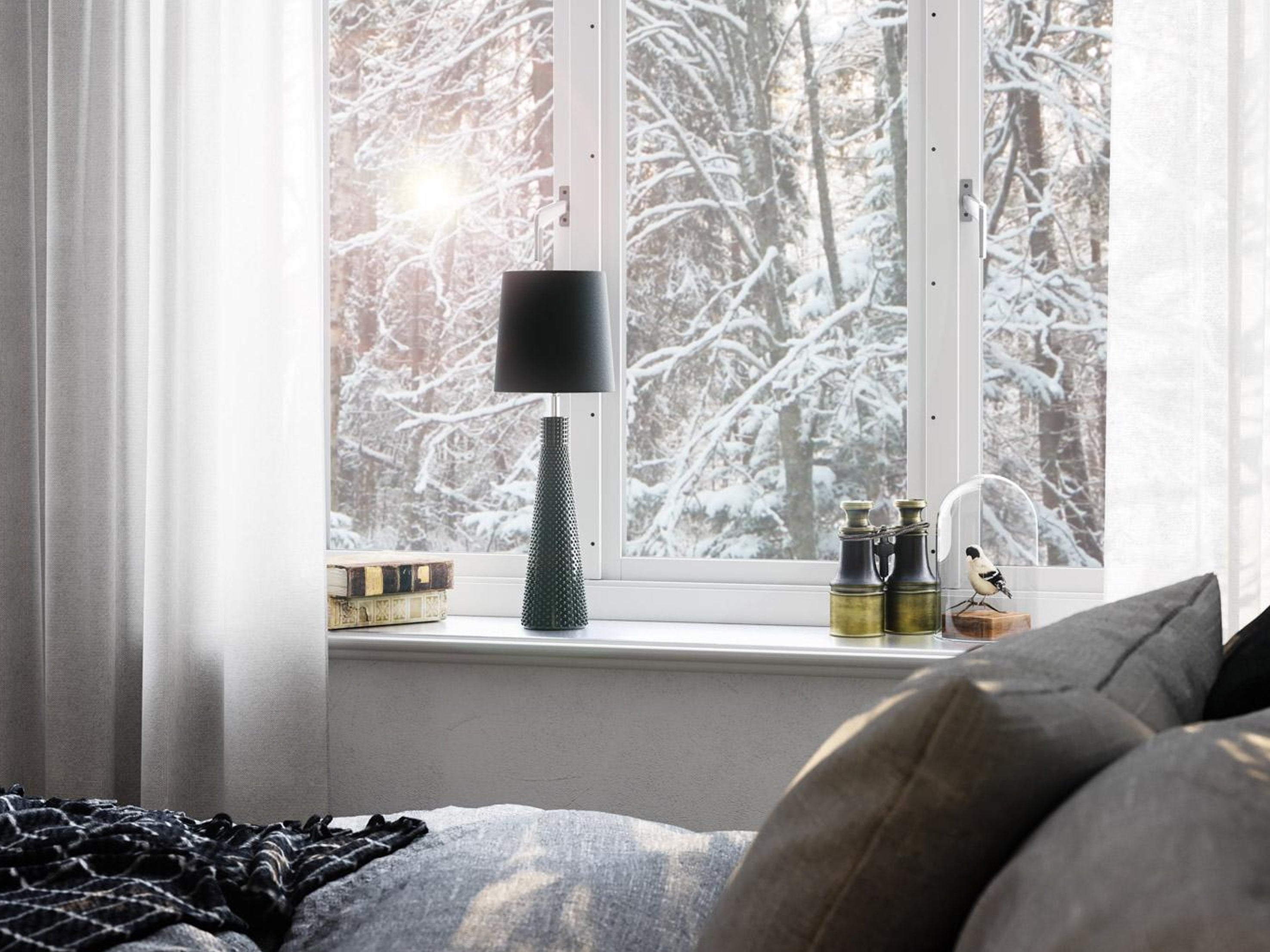 Lofty slim bordslampa antiksilver