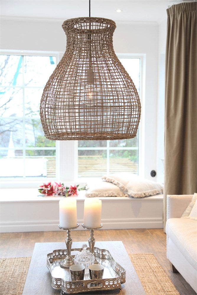 Seagrass taklampa beige