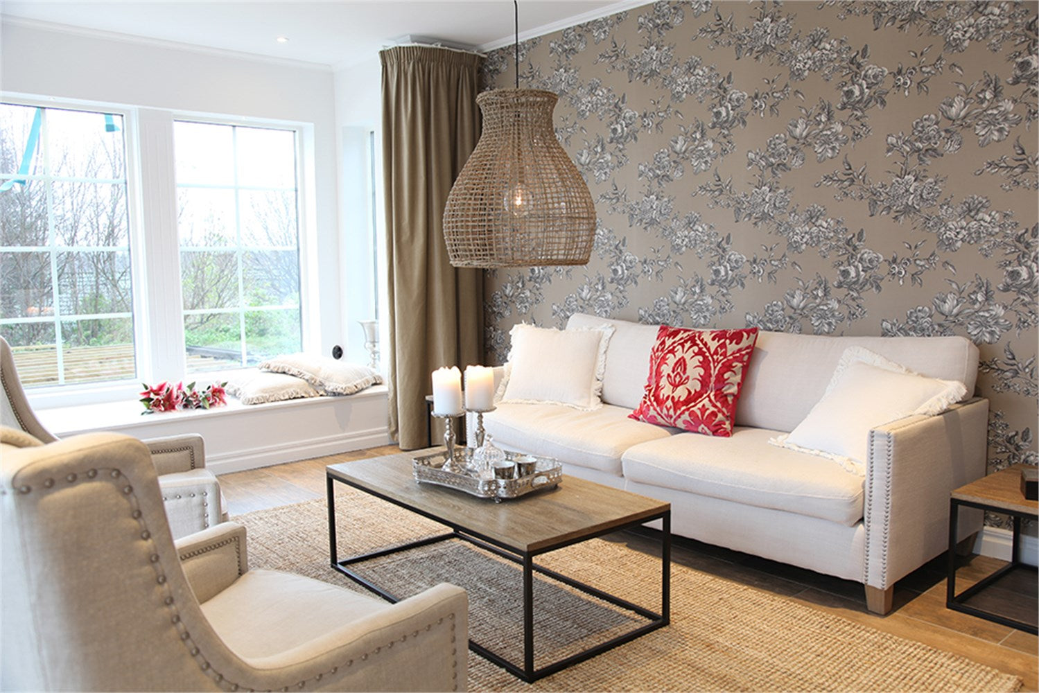 Seagrass taklampa beige