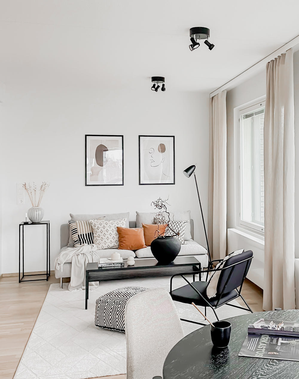 Colton 3-delad rund takspot svart