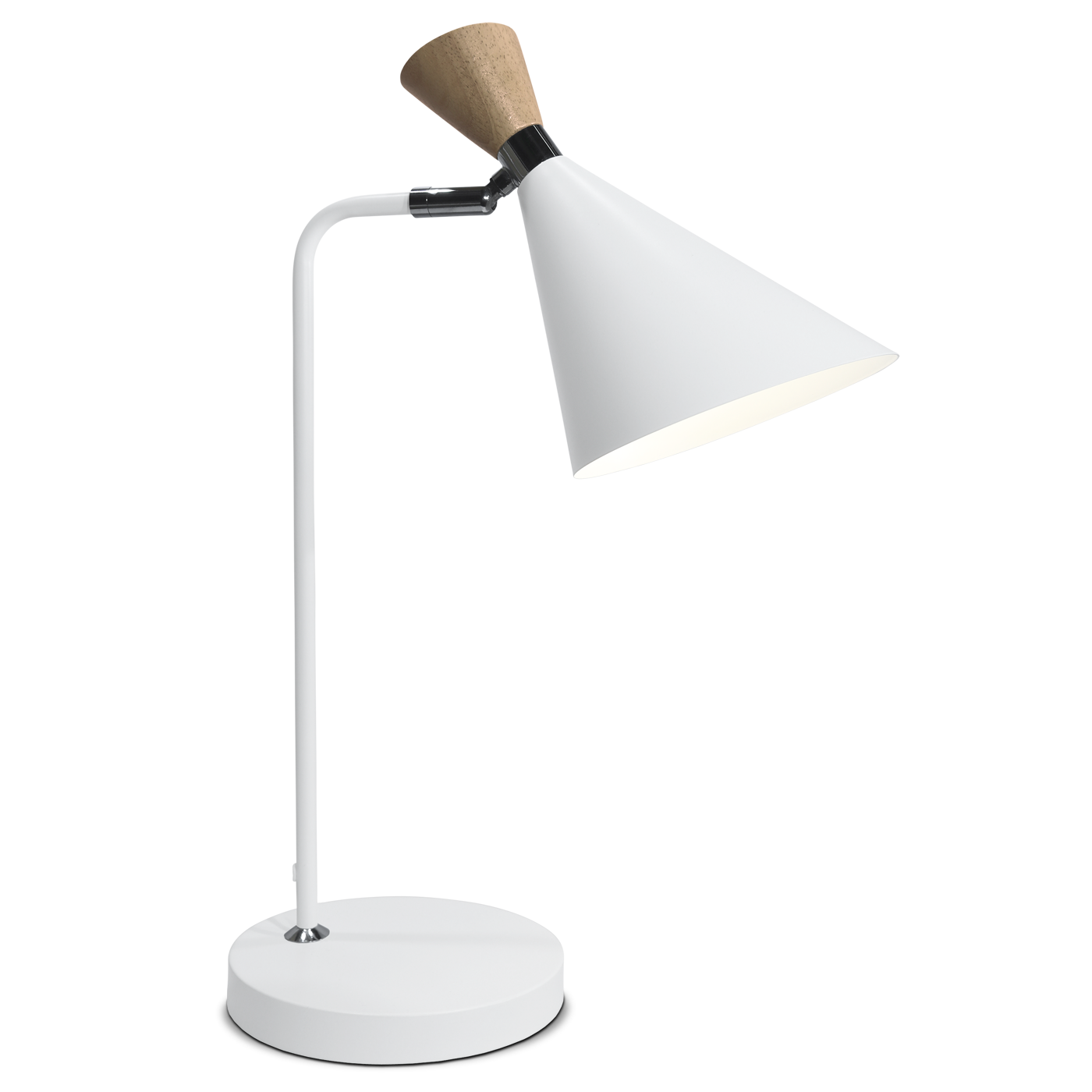 Adam bordslampa mattvit / ljust trä
