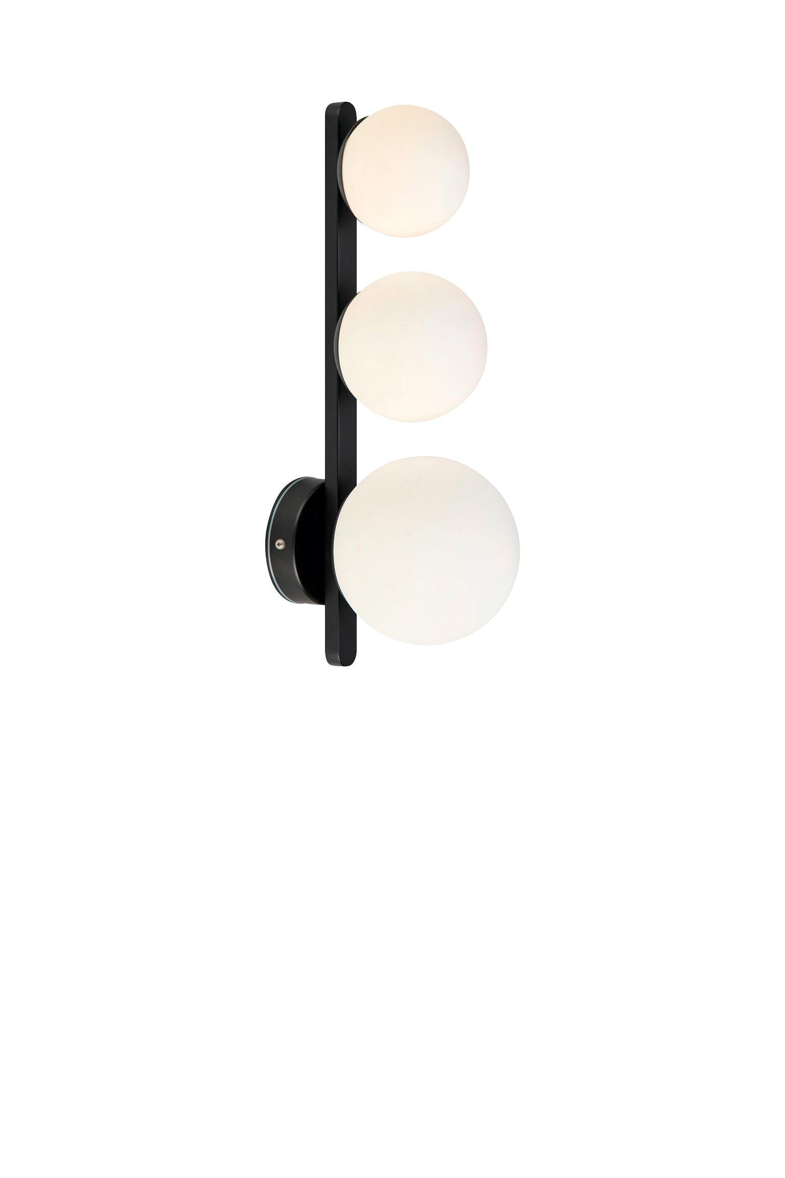 PURO vägglampa 3L Black/Opal IP44