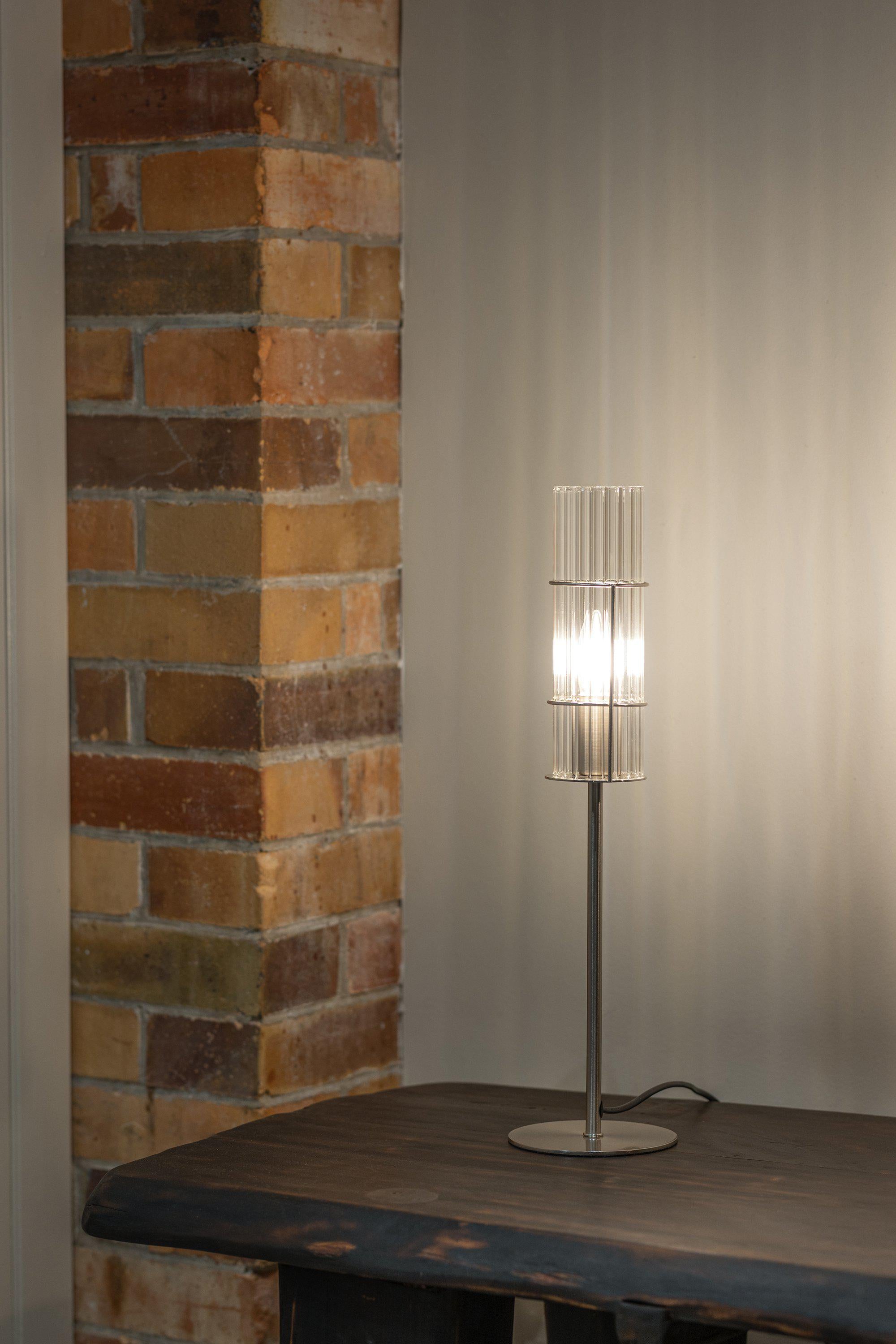 TUBO bordslampa 1L 50cm Satin Nickel/Clear