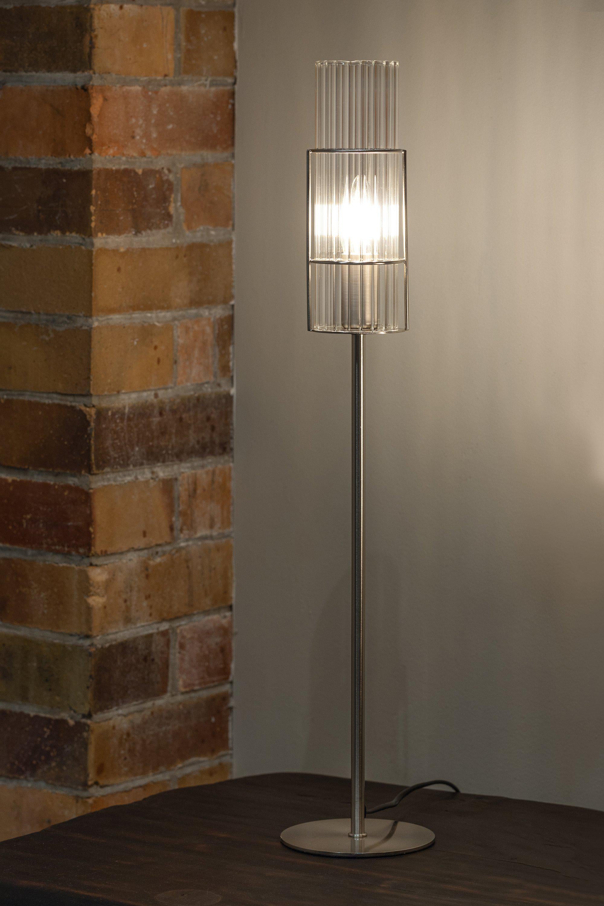 TUBO bordslampa 1L 65cm Satin Nickel/Clear