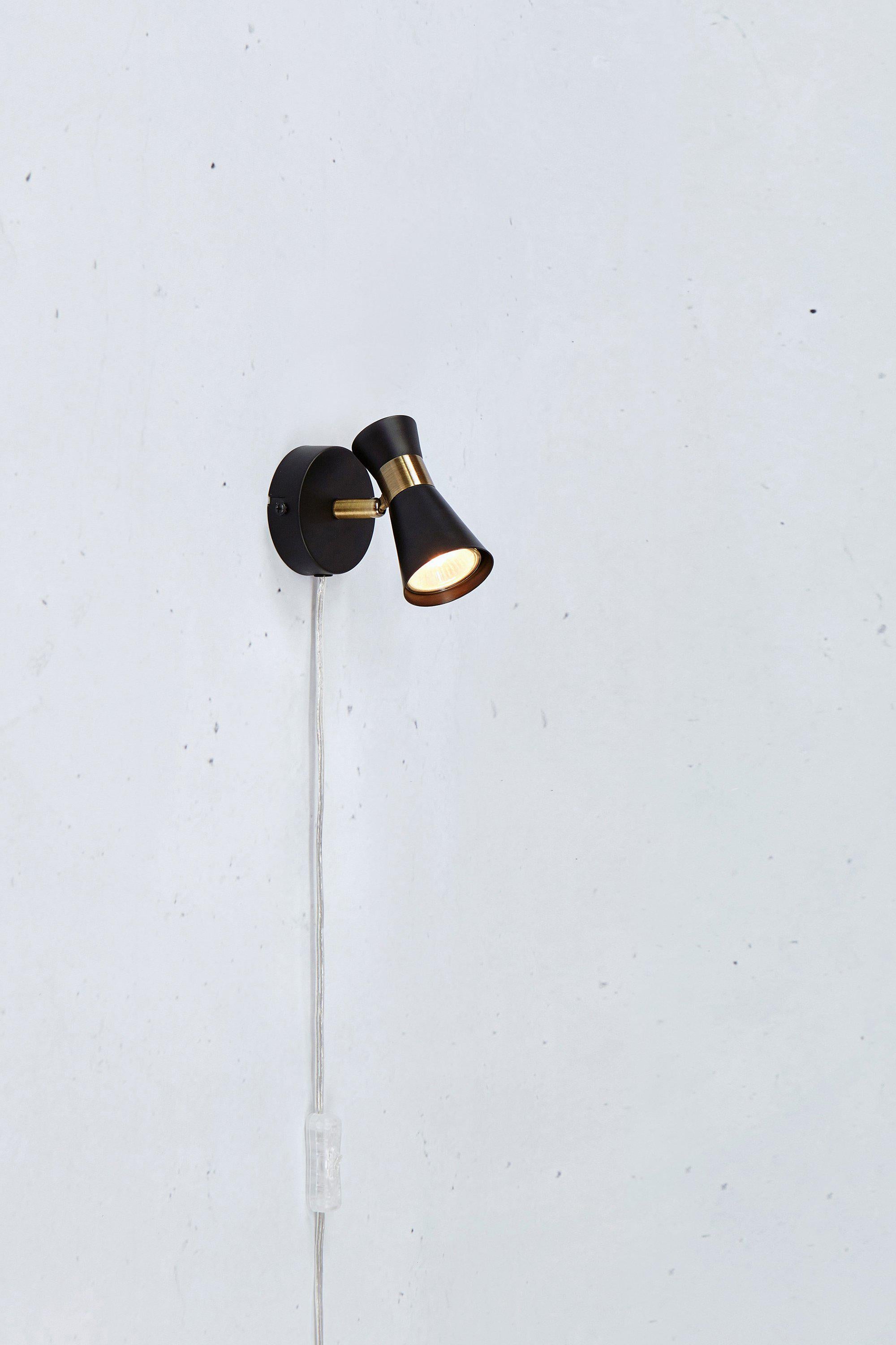 FOLIE vägglampa 1L Black/Antique Brass