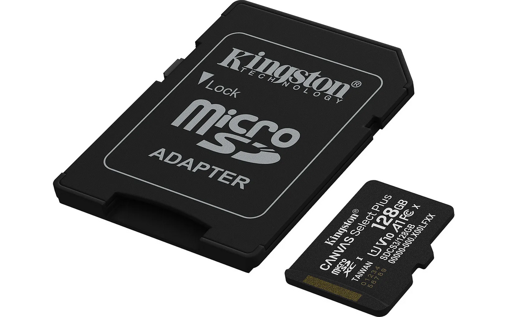 Kingston 128 Gt Canvas Select Plus Gen3 UHS-I microSD muistikortti + SD-adapteri