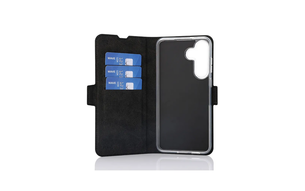 Wave Book Case suojakotelo, Samsung Galaxy S25 FE 5G, musta