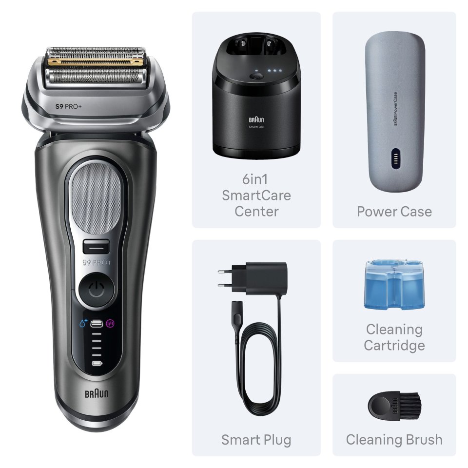 Braun Series 9 PRO+ 9675CC Wet&Dry -Pro SensoAdapt parranajokone SmartCare-asemalla, Grafiitti