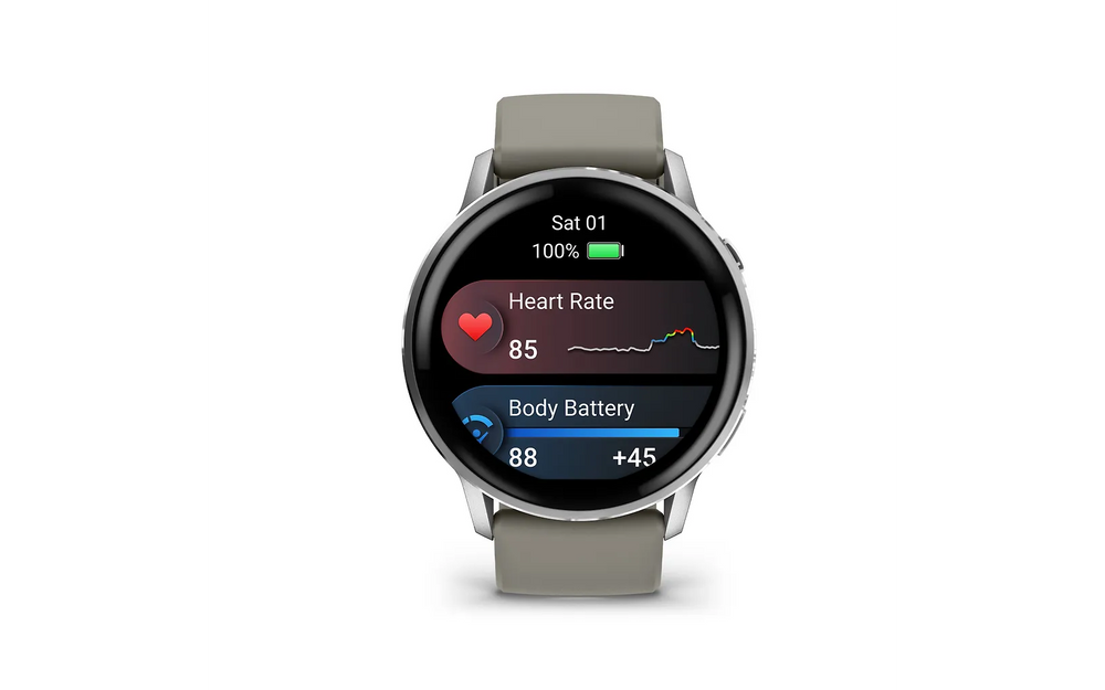 Garmin Venu 4 smartklocka, 45 mm, silver/grått armband