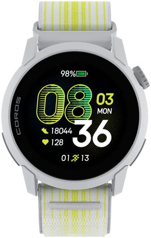 Coros Watch Pace 4 urheilukello, valkoinen nailonrannekkeella