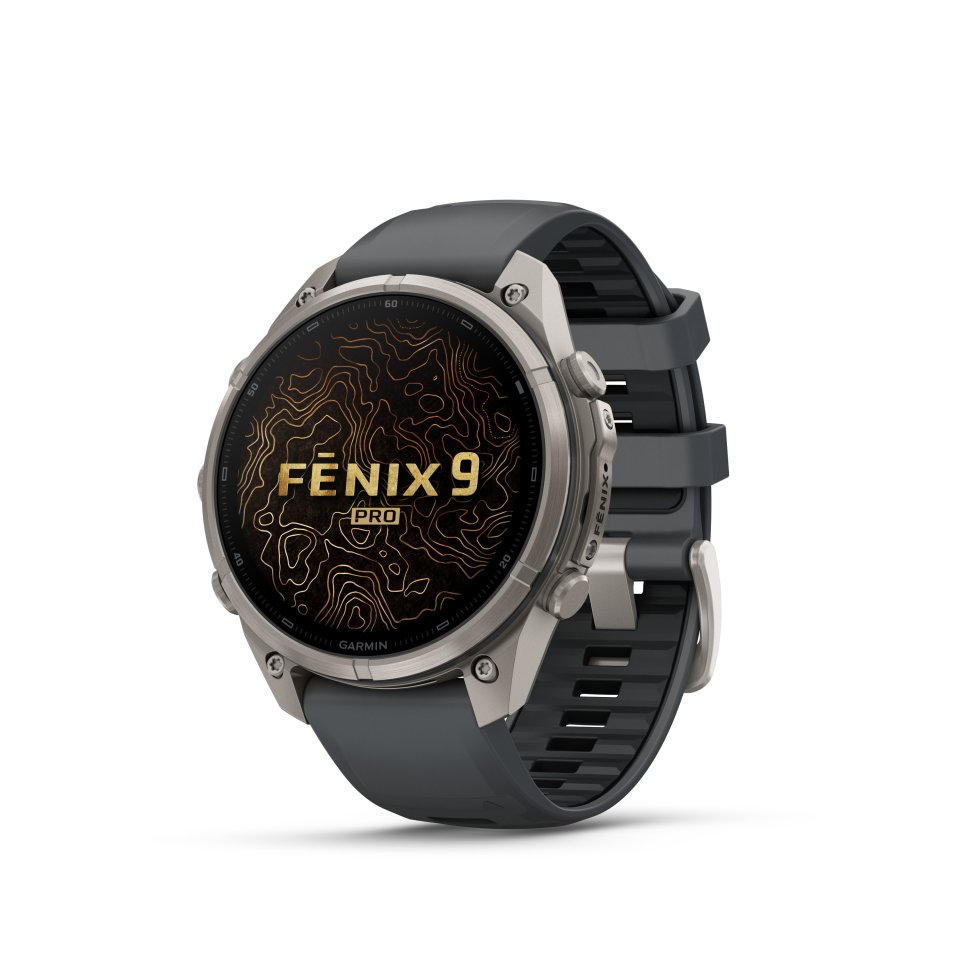 Garmin fenix 9 Pro urheilukello, 47 mm, titaani ja Graphite/Black silikoniranneke