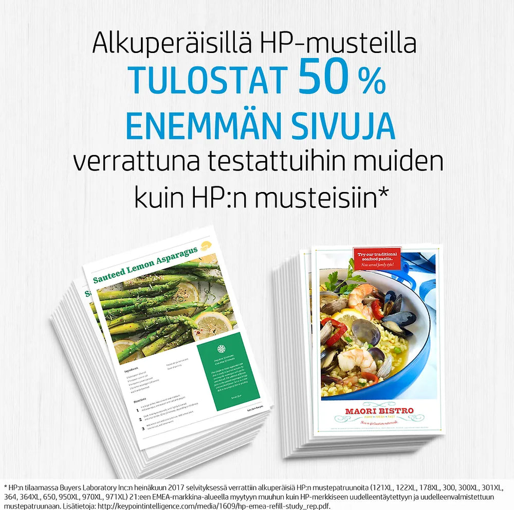 HP 62 -mustekasettipakkaus, musta ja kolmiväri