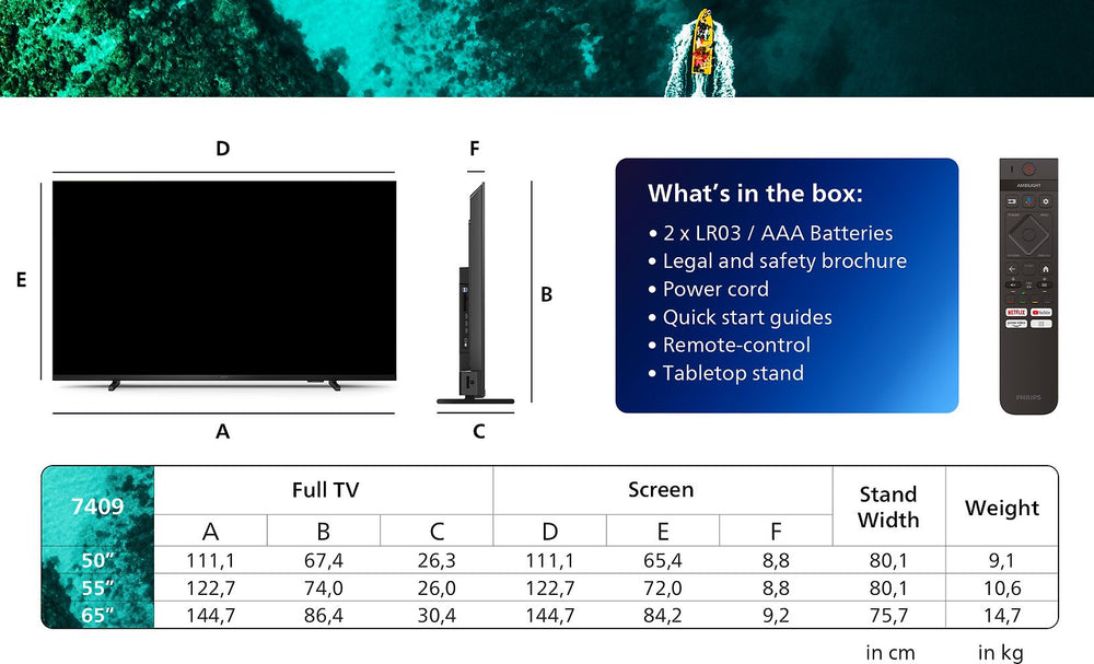 Philips 55" PUS7409 – 4K LED Google TV