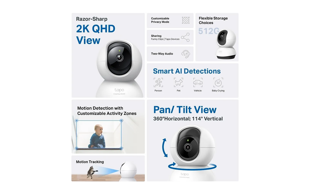 TP-LINK Tapo C220 Pan Tilt AI -valvontakamera sisäkäyttöön