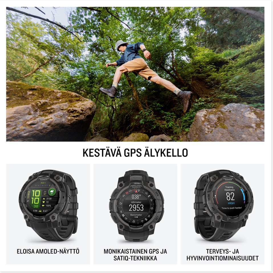 Garmin Instinct 3 GPS-älykello, 45 mm, musta