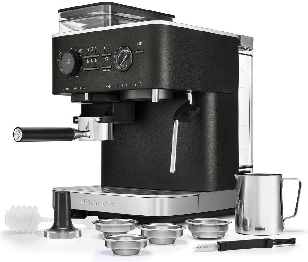 KitchenAid puoliautomaattinen espressokone kahvimyllyllä, 5KES6551, musta – kuva 2