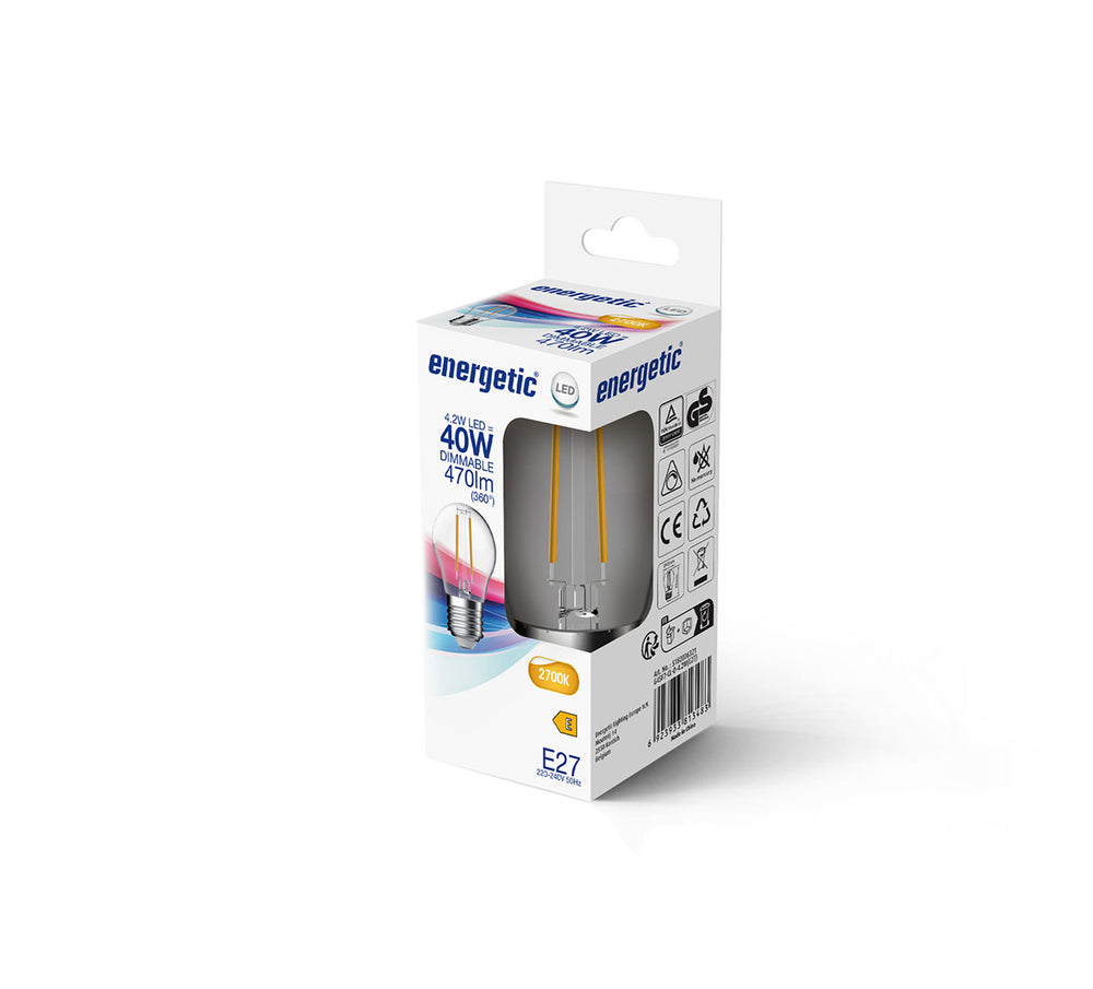 Energetic E27 G45 Dim 2700K 470lm kirkas - E-store.fi