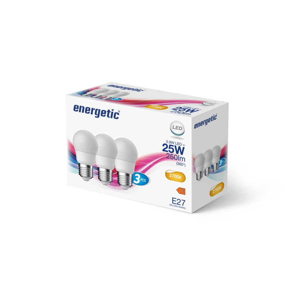 E27 G45 2700K 250lm frostad 3-pack
