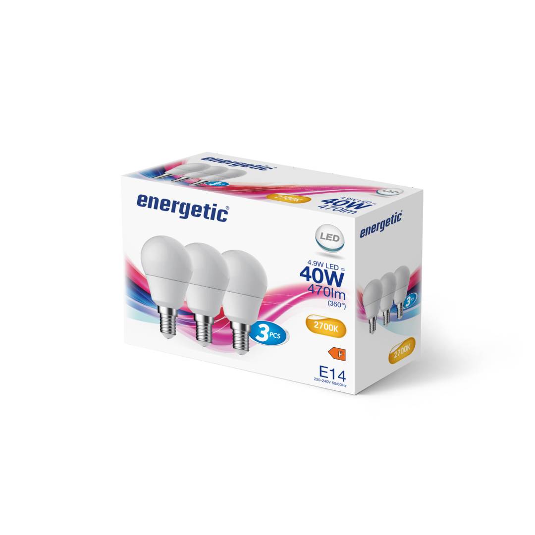 E14 G45 2700K 470lm huurrettu 3-pack