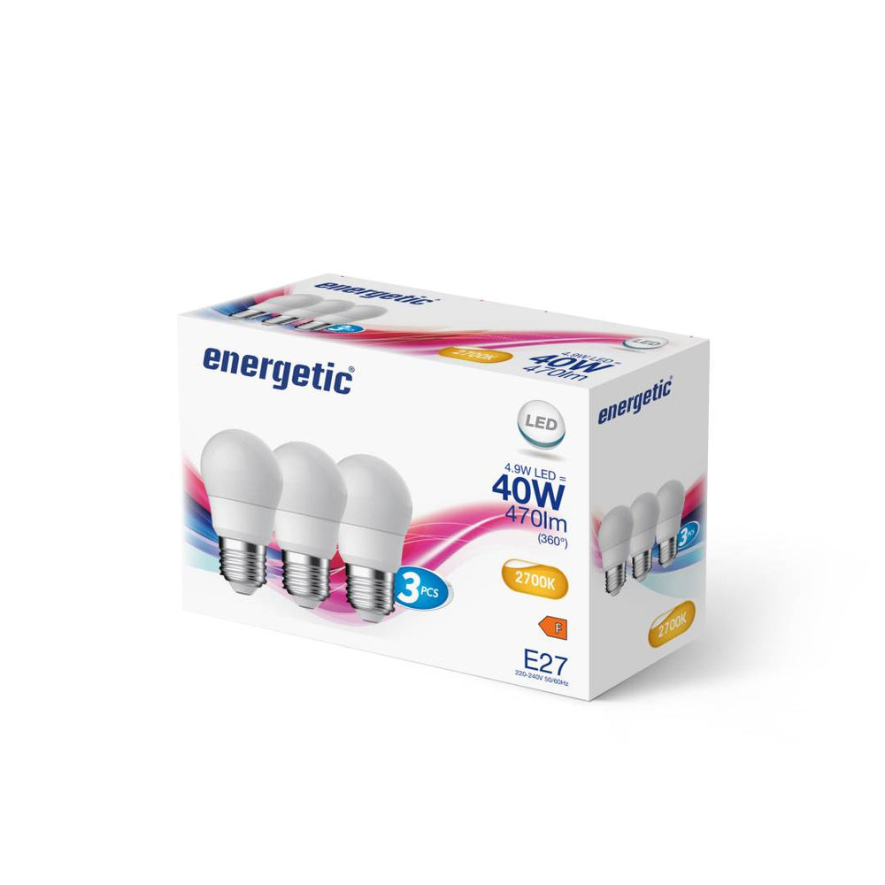 E27 G45 2700K 470lm huurre 3-pack