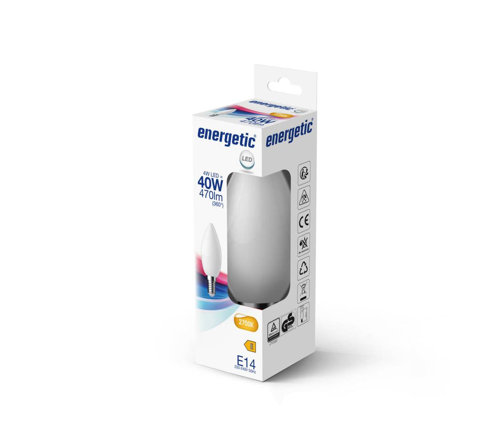 E14 C35 2700K 470lm opaali