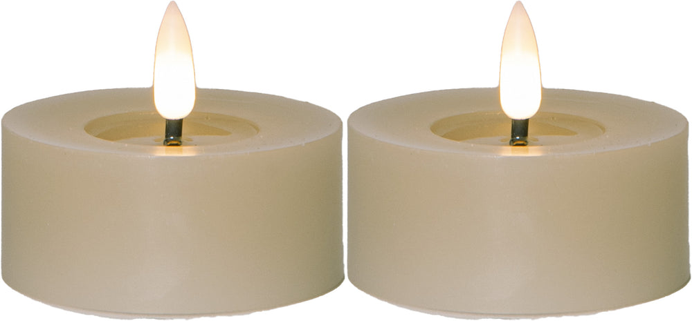 Flamme Flow LED-ljus 7 cm beige 2-pack