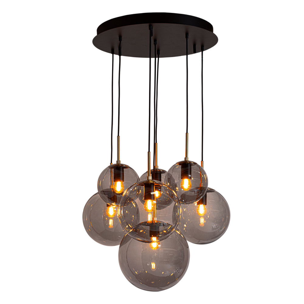Laura riippuvalaisin 7-osainen Ø53cm musta / savunharmaa lasi